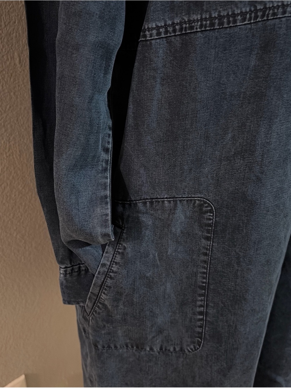 J.JILL TENCEL LYOCELL DENIM DRESS HENLEYPOCKETS SHIFT. - Picture 4 of 8
